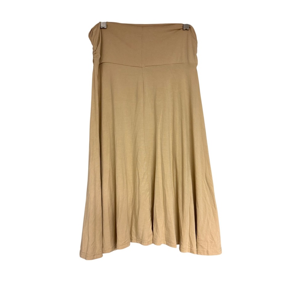 Urban Coco Women Camel Tan Flared Skater Skirt A-Line Ruched Waist Small
